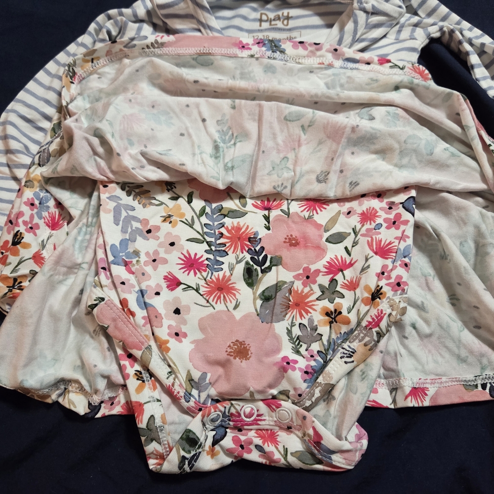 Little Sleepies Blue Striped and Pink Floral Dress - Picture 4 of 5